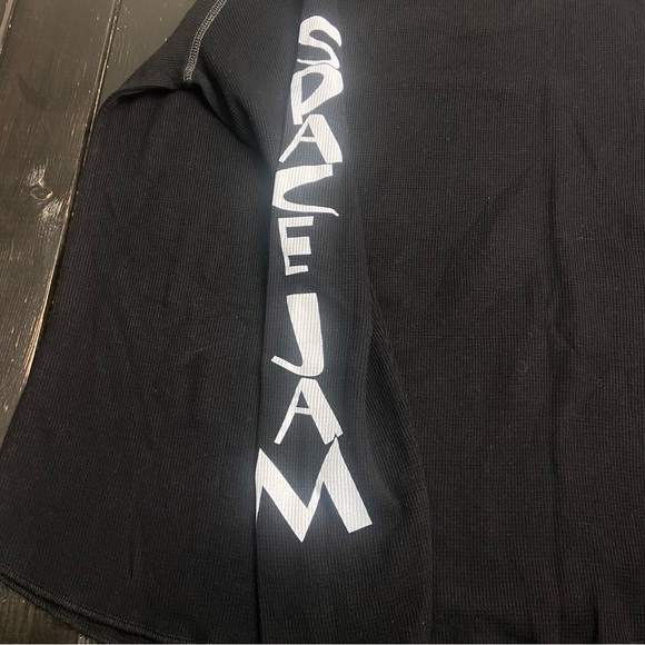 Space Jam Long Sleeve Medium Black Waffle Knit Shirt Tee Daffy Duck Bugs Bunny - Picture 3 of 6